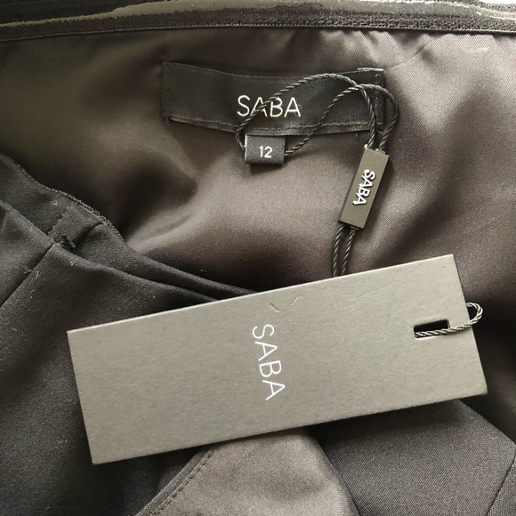 SABA Matte Black One Shoulder Top Glam Peplum Cotton Fit&Flare Lined Size 12 NWT - Picture 14 of 16